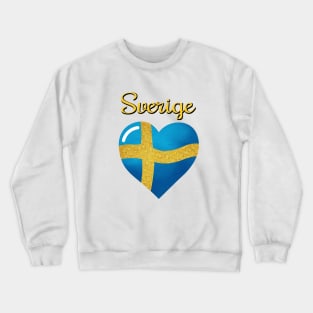Sveriges flagga, the flag of sweden in a shape of heart Crewneck Sweatshirt